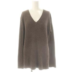 シルクネップVネックプルオーバーニット セーター ブラウン /DO OS