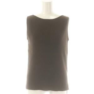 ボートネックノースリーブニット カットソー リブ ブラウン /DO OS