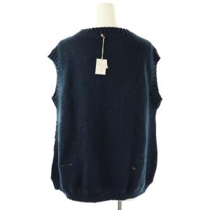45rpm SDL リネンの編み柄ノースリーブニット プルオーバー ネイビー /HK OS