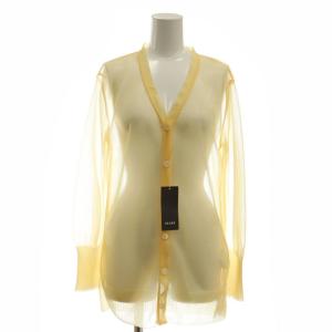 24AW ラメ シアー カーディガン Vネック シースルー F オレンジ /AT OS