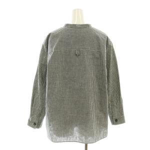 MHL. チェック柄ノーカラーシャツ リネン 2 黒 白 /CX OS