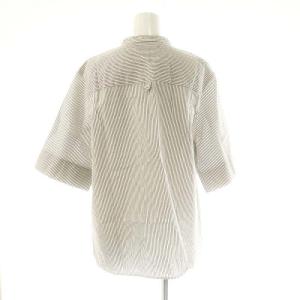 MHL. COTTON LINEN STRIP 7分袖 ブラウス シャツ 2 グレー ホワイト /ES OS