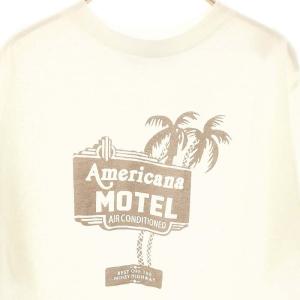 AMERICANA MOTEL16ラフィー丸胴天竺Tシャツ カットソー 半袖 プリント オフホワイト ブラウン /ES OS