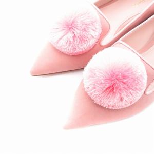 kate spade new york パンプス フラットシューズ スエード ファー 8 ピンク /UD