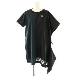Tシャツワンピース ミニ アシンメトリー M 黒 ブラック 紺 ネイビー /AT OS