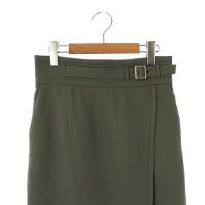 PINKY&DIANNE ベルトデザインタイトスカート ミモレ ロング 38 カーキグレー /AT OS