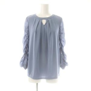 23SS ギャザースリーブコンビカットソー ブラウス 38 ブルーグレー /DO OS