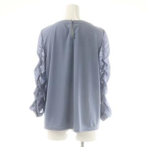 PINKY&DIANNE 23SS ギャザースリーブコンビカットソー ブラウス 38 ブルーグレー /DO OS