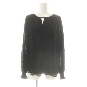 シャーリングカフス楊柳ブラウス 長袖 38 ブラック /DF OS