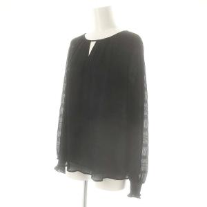 PINKY&DIANNE シャーリングカフス楊柳ブラウス 長袖 38 ブラック /DF OS