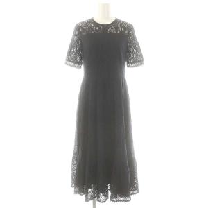 ラッセルレースワンピース 五分袖 ロング 36 S ネイビー /SY OS