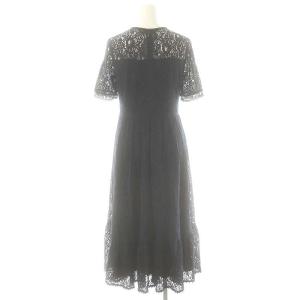 CELFORD ラッセルレースワンピース 五分袖 ロング 36 S ネイビー /SY OS