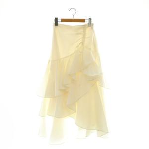 24SS ランダムフリルスカート ロング フレア F オフホワイト /NR OS