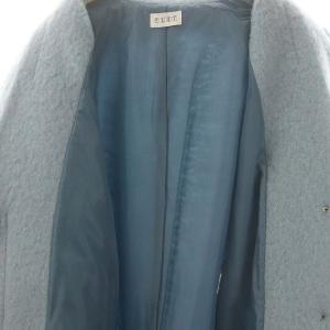 PLST シャギーチェスターコート ウール M 水色 /MI OS