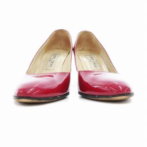 JIMMY CHOO パテントパンプス プレーントゥ エナメル 39 赤 レッド /UO