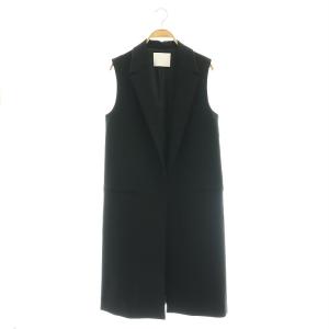 ロングジレ ベスト 前開きトッパー 黒 ブラック /AT OS