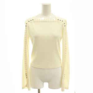 デコルテデザイン切替リブニット カットソー 長袖 XS アイボリー /AT OS