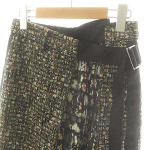 sacai ラップデザインツイードロングスカート 0 グリーン ブラック 21-05741