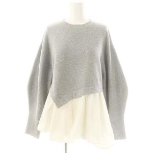 ドッキングニット プルオーバー セーター 長袖 F グレー ホワイト /DF OS