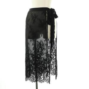 24AW レースオーバースカート ロング 36 ブラック /DO OS