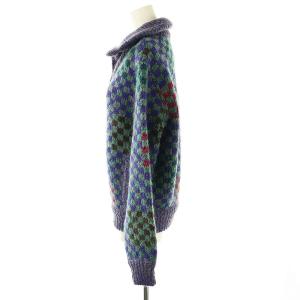 MISSONI 総柄 ニットカーディガン 長袖 S パープル グリーン /DF OS