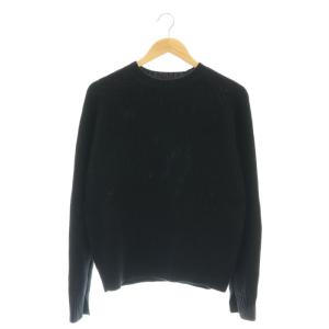 コットン畦編みクルーネックニット セーター プルオーバー XS 黒 /CX OS