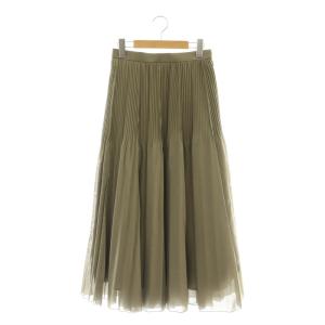 オーガンジープリーツSK スカート ロング フレア F カーキブラウン /NR OS