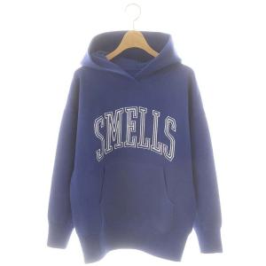 23SS フーテッドロゴパーカー スウェット 長袖 36 ブルー ホワイト /ES OS