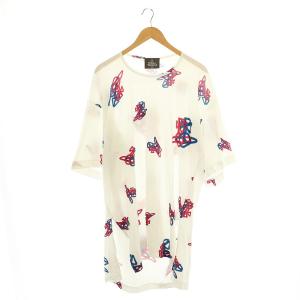 SPRAY ORBロング丈Tシャツ カットソー 七分袖 F ホワイト マルチカラー /DF OS