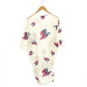 VIVIENNE WESTWOOD MAN SPRAY ORBロング丈Tシャツ カットソー 七分袖 F ホワイト マルチカラー /DF OS