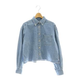 24SS LE DENIMクロップドシャツ ボタンダウンシャツ ライトブルー /CX OS