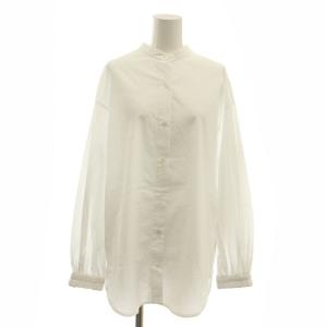 ギャザーカフスシャツ ブラウス バンドカラー F 白 /CX OS