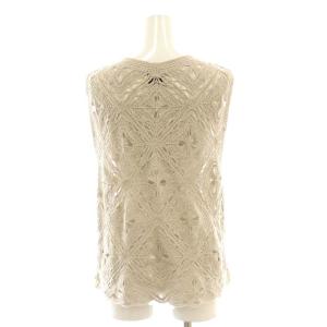 UNITED ARROWS クロシェ風 エンブロイダリー ノースリーブニット ベスト グレージュ /CX OS