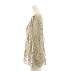 UNITED ARROWS クロシェ風 エンブロイダリー ノースリーブニット ベスト グレージュ /CX OS