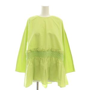 シルクコットン シャーリングオーバーブラウス 長袖 プルオーバー 38 黄緑 /NR OS