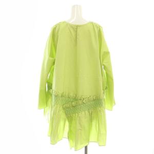 Drawer シルクコットン シャーリングオーバーブラウス 長袖 プルオーバー 38 黄緑 /NR OS