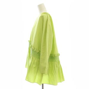 Drawer シルクコットン シャーリングオーバーブラウス 長袖 プルオーバー 38 黄緑 /NR OS