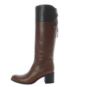 SARTORE クロスストラップバックジップロングブーツ ハイヒール レザー バイカラー ブラウン ダークブラウン SR2063