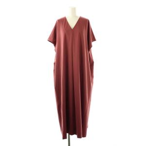 24SS ネオプレーンダンボールワンピース フレンチスリーブ Vネック 38 ボルドー /CX OS