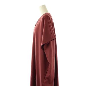 ADORE 24SS ネオプレーンダンボールワンピース フレンチスリーブ Vネック 38 ボルドー /CX OS