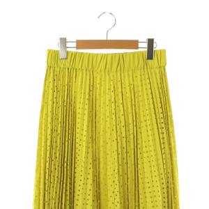 ADORE 24SS ドットプリーツスカート ロング フレア 38 イエロー /DO OS