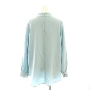 Theory 24SS NEW SYNTHETIC CREPE STAND COLLAR ブラウス ギャザー M 水色