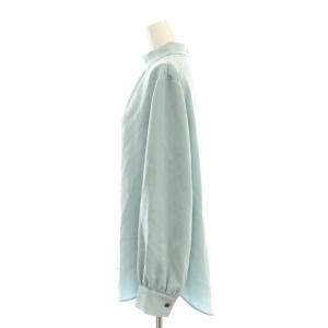 Theory 24SS NEW SYNTHETIC CREPE STAND COLLAR ブラウス ギャザー M 水色
