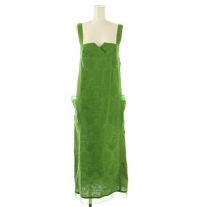 ぶたさん シアサッカーエプロンワンピース ロング ライトグリーン /DF OS