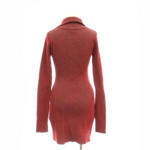 SLY 23AW FRONT ZIP BI COLOR ショートワンピース ニット ミニ F レッド /DF OS
