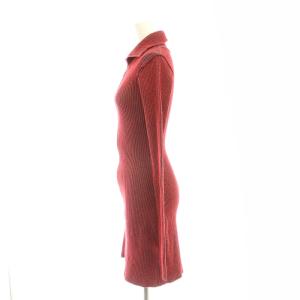 SLY 23AW FRONT ZIP BI COLOR ショートワンピース ニット ミニ F レッド /DF OS