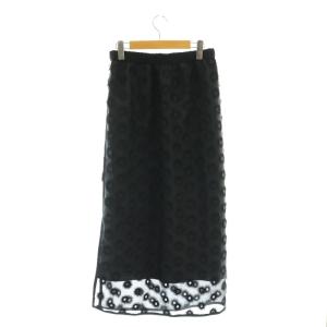IENA 24SS シアージャガード刺繍スカート タイト 38 黒 /MI OS
