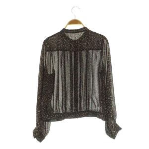 IENA 23AW スモールフラワーブラウス 長袖 バンドカラー レース ブラック /MY OS