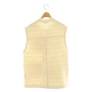 IENA ボンディングツィードベスト フリンジ 金ボタン アイボリー /DO OS