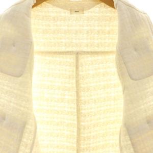 IENA ボンディングツィードベスト フリンジ 金ボタン アイボリー /DO OS